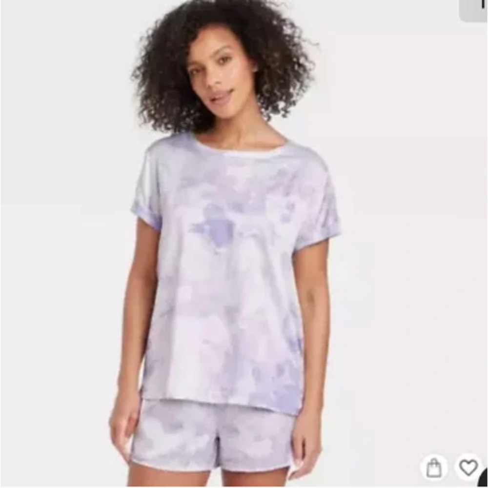 Stars Above Purple Tie-Dye Satin Sleep T-Shirt Size XS